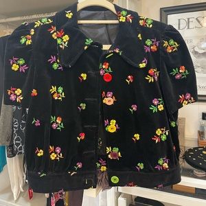 Vintage 1970’s black velvet embroidered shirt
